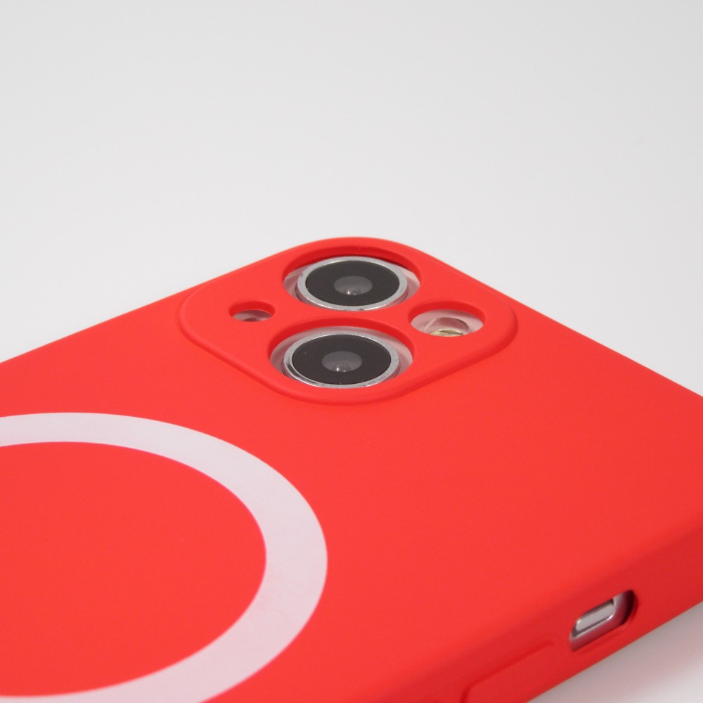 iPhone 15 Plus Case Hülle - Soft-Shell silikon cover mit MagSafe und Kameraschutz - Rot