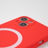 iPhone 15 Plus Case Hülle - Soft-Shell silikon cover mit MagSafe und Kameraschutz - Rot