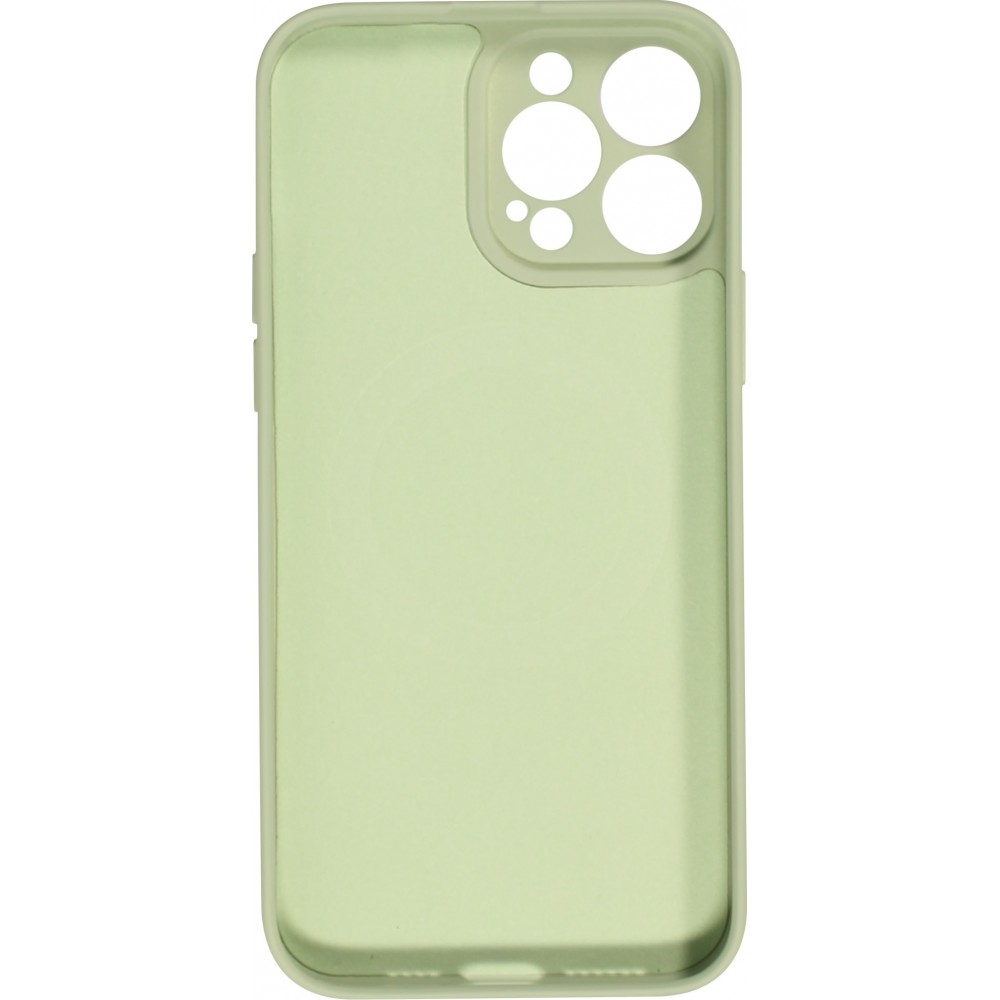 Housse iPhone 15 Plus - Coque en silicone souple avec MagSafe et protection pour caméra - Vert