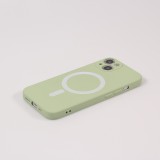 Housse iPhone 15 Plus - Coque en silicone souple avec MagSafe et protection pour caméra - Vert