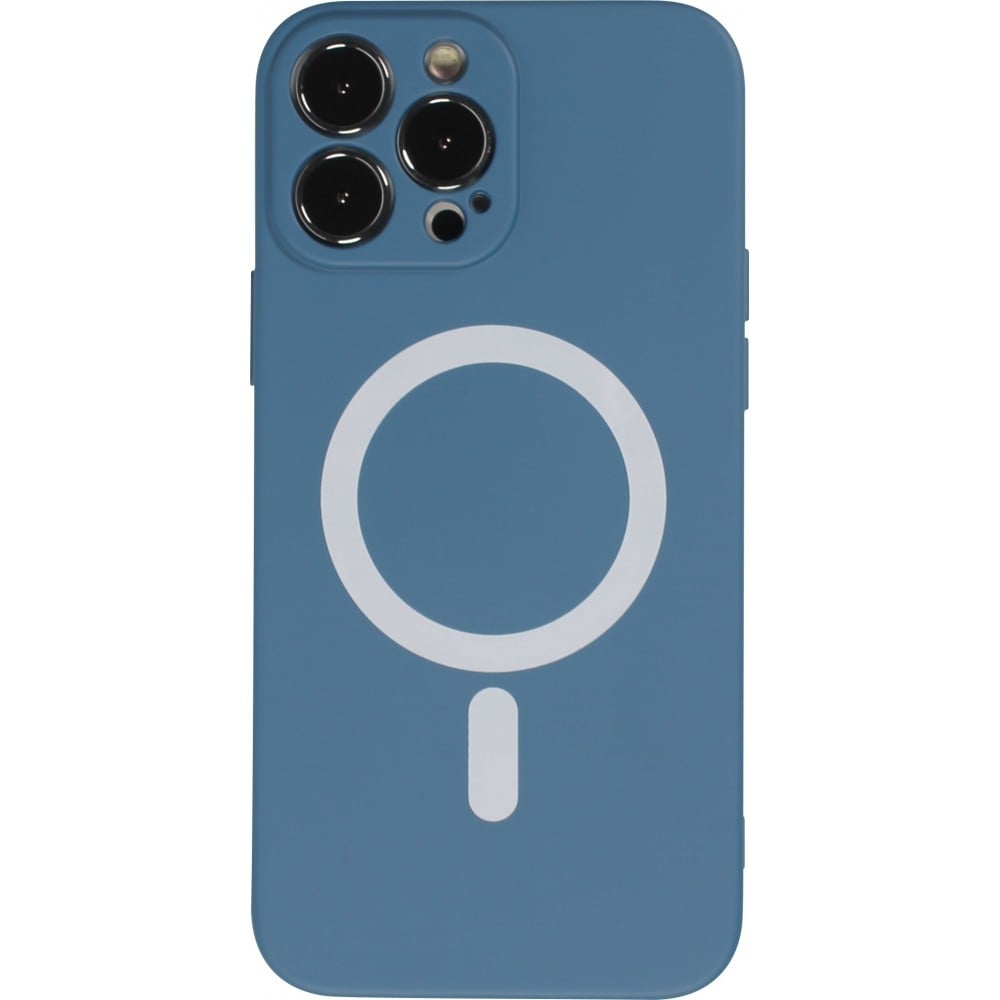 Housse iPhone 15 Pro - Coque en silicone souple avec MagSafe et protection pour caméra - Bleu
