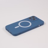 iPhone 15 Pro Case Hülle - Soft-Shell silikon cover mit MagSafe und Kameraschutz - Blau