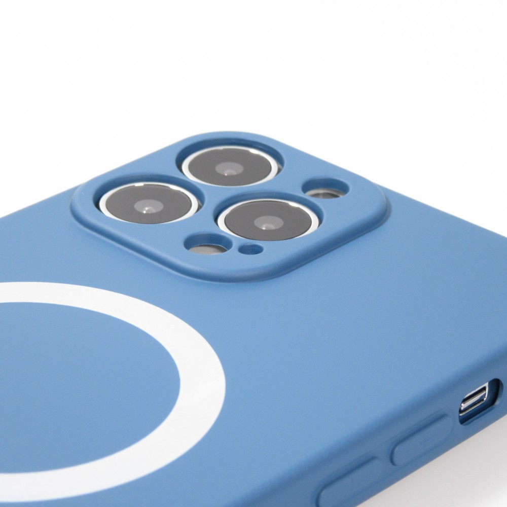 iPhone 13 Pro Case Hülle - Soft-Shell silikon cover mit MagSafe und Kameraschutz - Blau