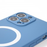 Housse iPhone 15 Pro - Coque en silicone souple avec MagSafe et protection pour caméra - Bleu