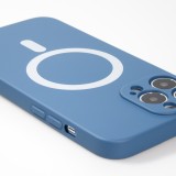 Housse iPhone 15 Pro - Coque en silicone souple avec MagSafe et protection pour caméra - Bleu