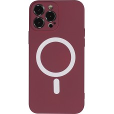 iPhone 15 Pro Case Hülle - Soft-Shell silikon cover mit MagSafe und Kameraschutz - Bordeaux