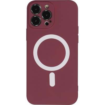 Housse iPhone 15 Pro Max - Coque en silicone souple avec MagSafe et protection pour caméra - Bordeaux