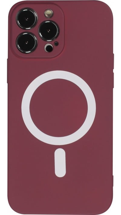 Housse iPhone 13 Pro - Coque en silicone souple avec MagSafe et protection pour caméra - Bordeaux