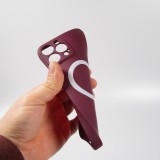Housse iPhone 15 Pro Max - Coque en silicone souple avec MagSafe et protection pour caméra - Bordeaux