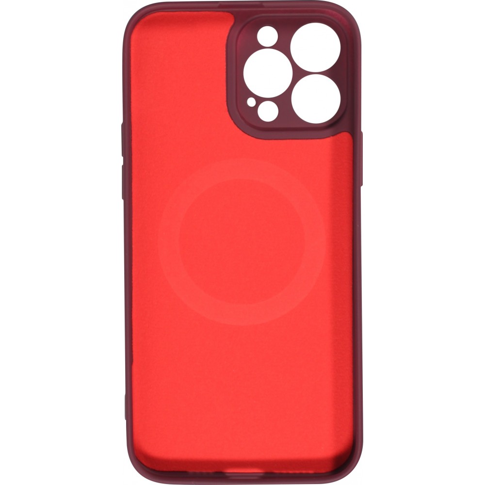 Housse iPhone 15 Pro Max - Coque en silicone souple avec MagSafe et protection pour caméra - Bordeaux