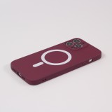 Housse iPhone 15 Pro Max - Coque en silicone souple avec MagSafe et protection pour caméra - Bordeaux