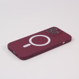 iPhone 15 Pro Case Hülle - Soft-Shell silikon cover mit MagSafe und Kameraschutz - Bordeaux