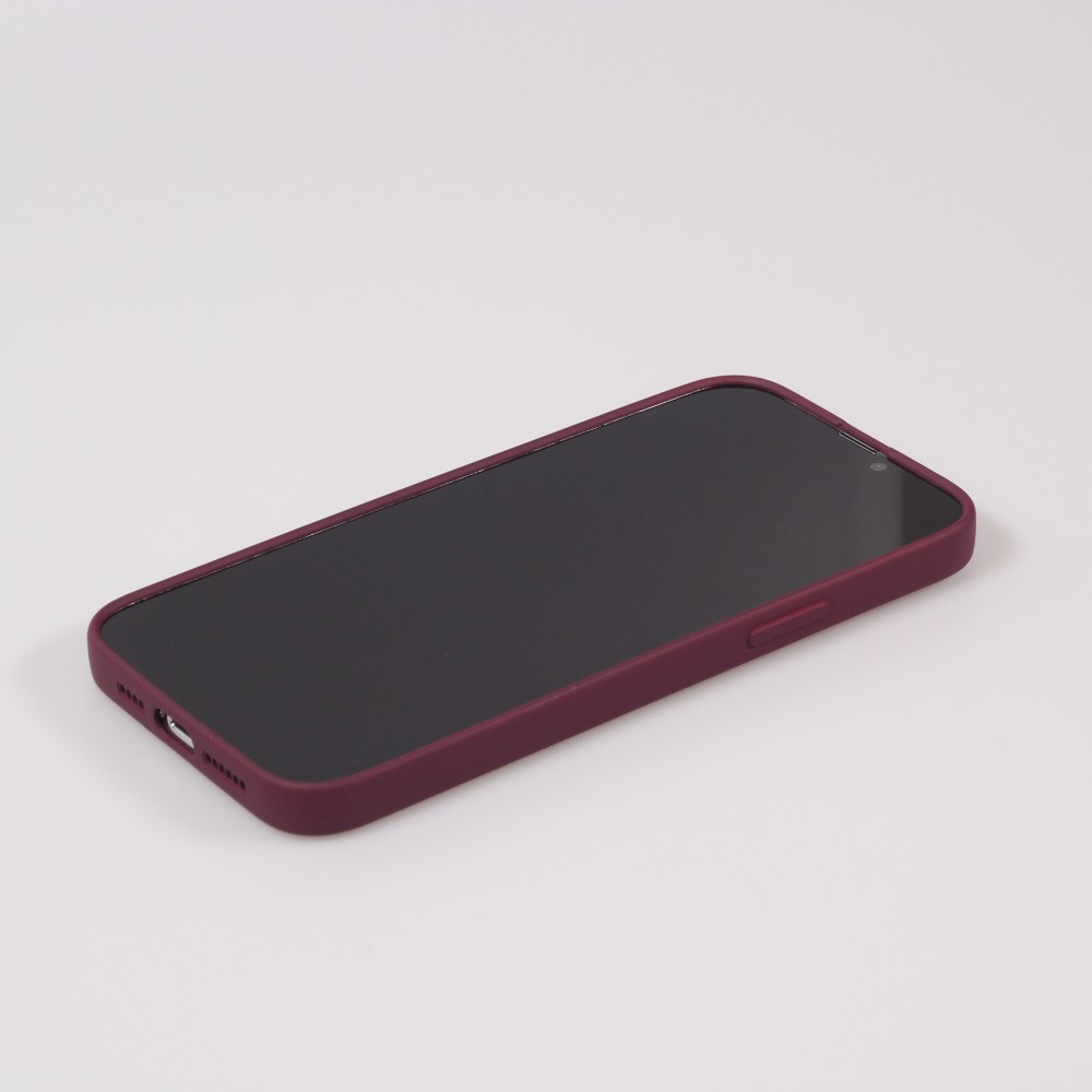 Housse iPhone 15 Pro - Coque en silicone souple avec MagSafe et protection pour caméra - Bordeaux