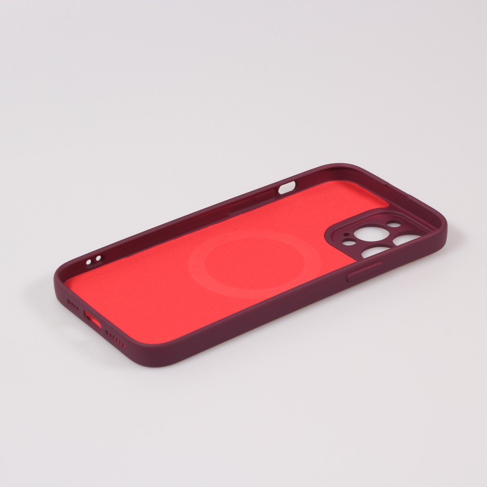 Housse iPhone 15 Pro Max - Coque en silicone souple avec MagSafe et protection pour caméra - Bordeaux