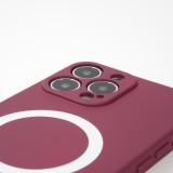 Housse iPhone 15 Pro - Coque en silicone souple avec MagSafe et protection pour caméra - Bordeaux