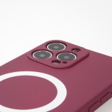 Housse iPhone 15 Pro Max - Coque en silicone souple avec MagSafe et protection pour caméra - Bordeaux