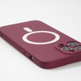 Housse iPhone 15 Pro Max - Coque en silicone souple avec MagSafe et protection pour caméra - Bordeaux