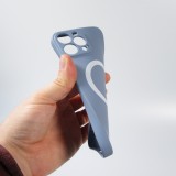 Housse iPhone 13 Pro - Coque en silicone souple avec MagSafe et protection pour caméra - Bleu gris