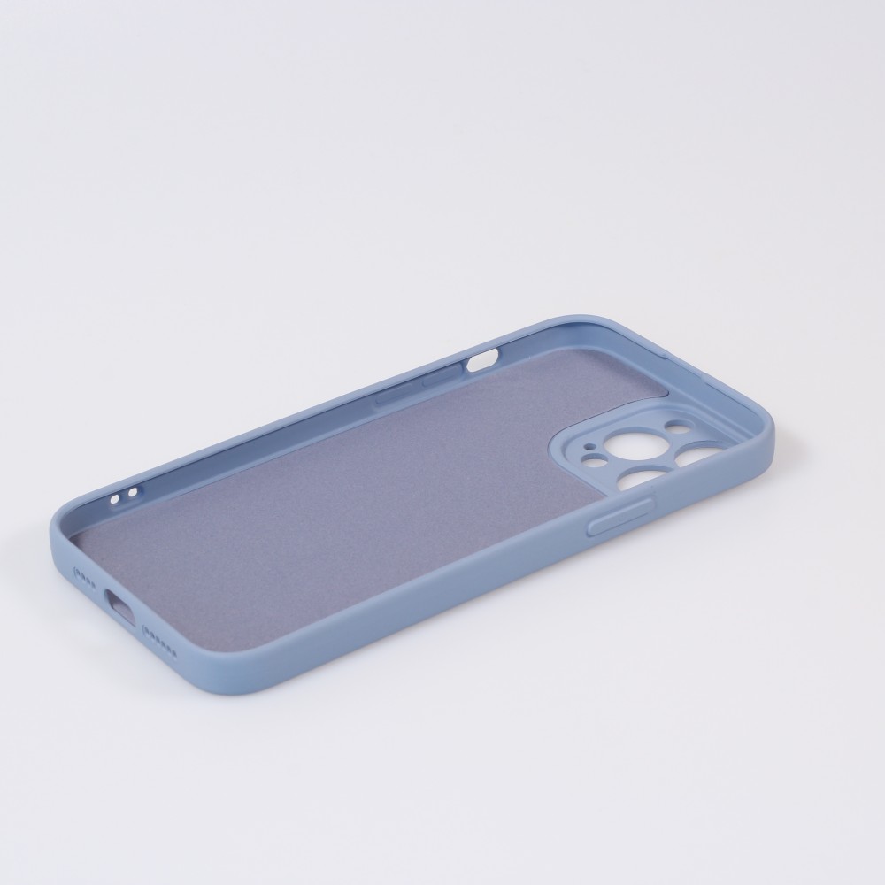 Housse iPhone 13 Pro Max - Coque en silicone souple avec MagSafe et protection pour caméra - Bleu gris