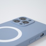 Housse iPhone 13 Pro - Coque en silicone souple avec MagSafe et protection pour caméra - Bleu gris