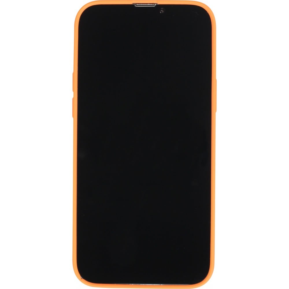 Housse iPhone 15 Pro - Coque en silicone souple avec MagSafe et protection pour caméra - Orange