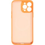 Housse iPhone 15 Pro - Coque en silicone souple avec MagSafe et protection pour caméra - Orange