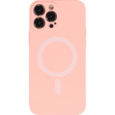 Housse iPhone 15 Pro - Coque en silicone souple avec MagSafe et protection pour caméra - Rose
