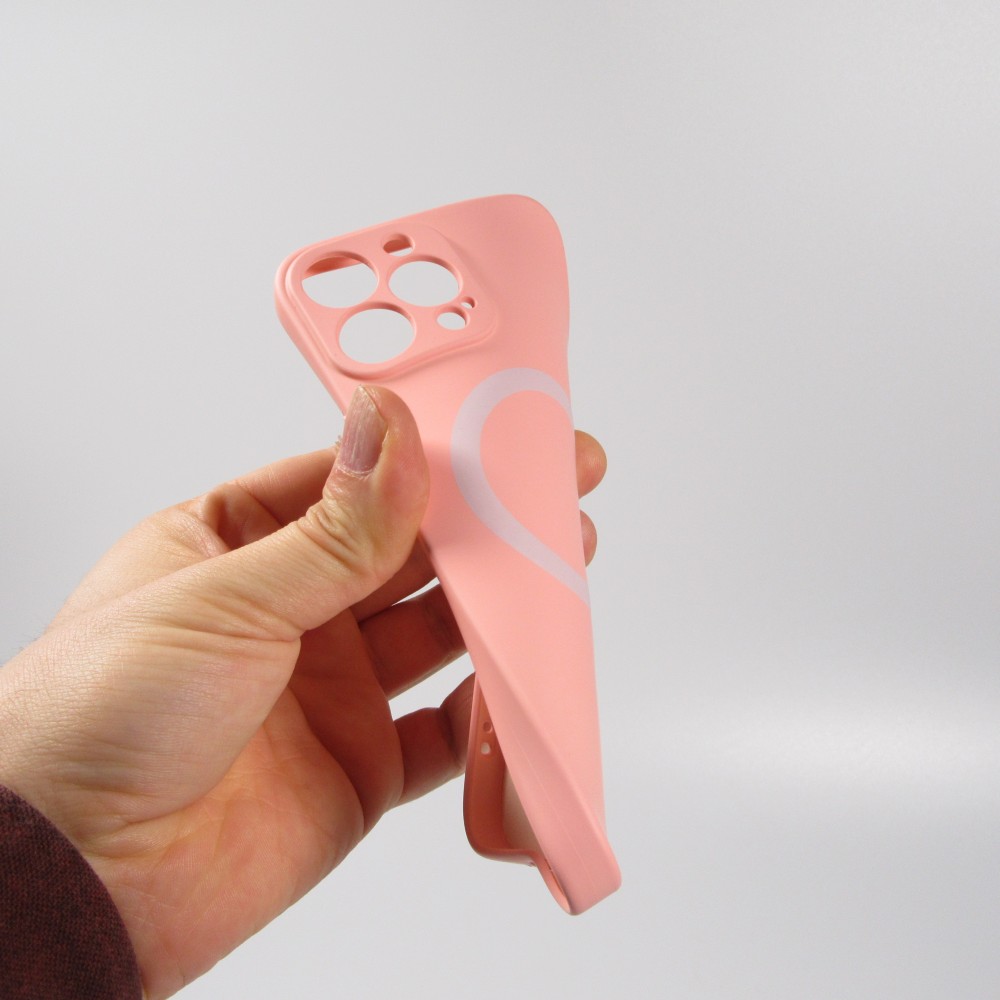 Housse iPhone 15 Pro - Coque en silicone souple avec MagSafe et protection pour caméra - Rose