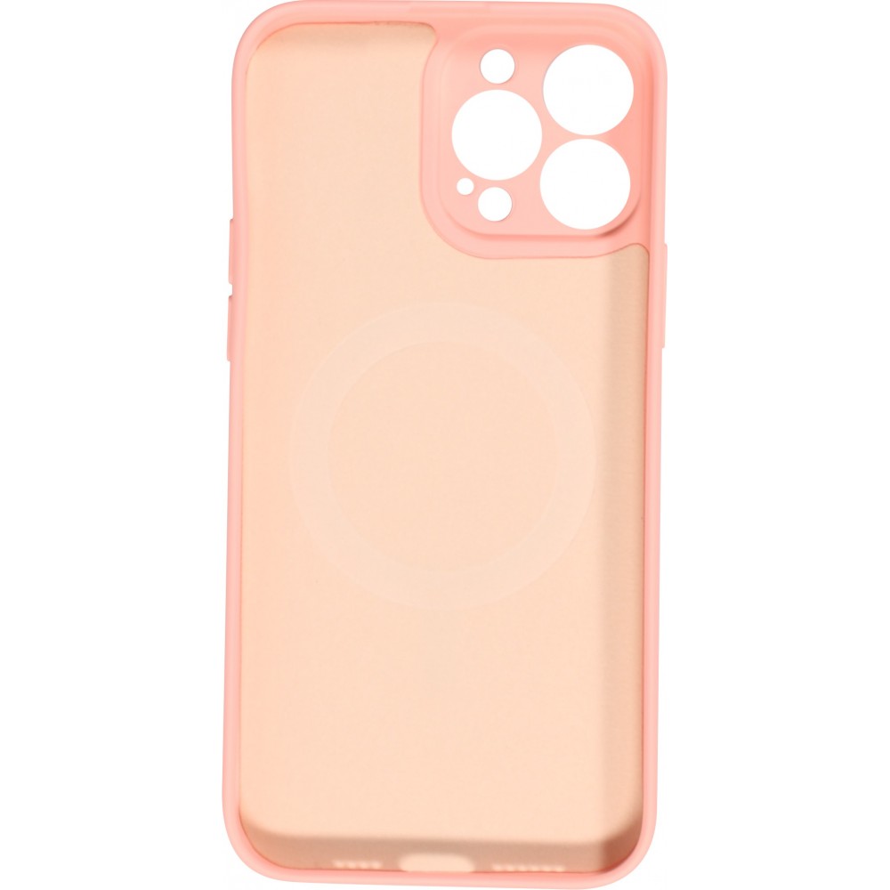 Housse iPhone 13 Pro Max - Coque en silicone souple avec MagSafe et protection pour caméra - Rose