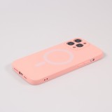 Housse iPhone 15 Pro - Coque en silicone souple avec MagSafe et protection pour caméra - Rose