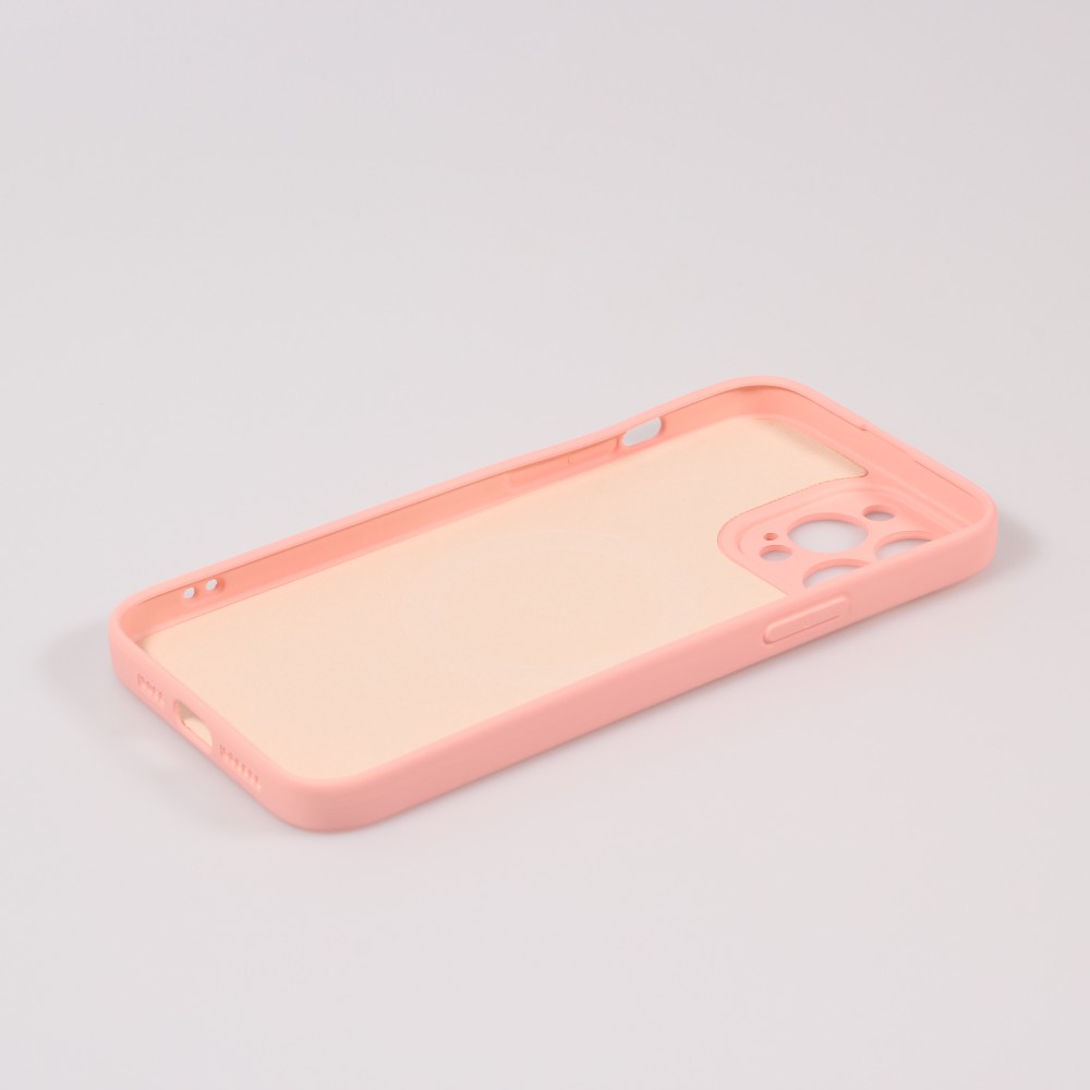 Housse iPhone 15 Pro - Coque en silicone souple avec MagSafe et protection pour caméra - Rose