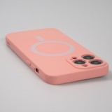 Housse iPhone 15 Pro - Coque en silicone souple avec MagSafe et protection pour caméra - Rose