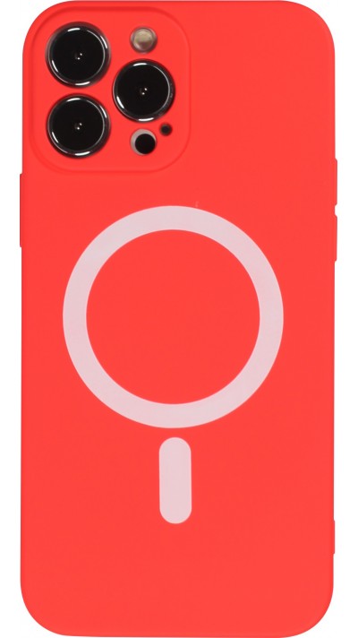 Housse iPhone 13 Pro - Coque en silicone souple avec MagSafe et protection pour caméra - Rouge