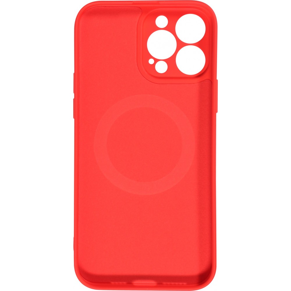 Housse iPhone 15 Pro - Coque en silicone souple avec MagSafe et protection pour caméra - Rouge