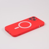 Housse iPhone 15 Pro - Coque en silicone souple avec MagSafe et protection pour caméra - Rouge