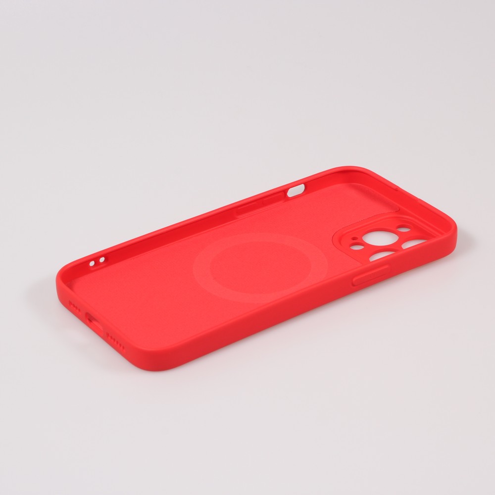 Housse iPhone 15 Pro - Coque en silicone souple avec MagSafe et protection pour caméra - Rouge