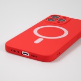 Housse iPhone 15 Pro - Coque en silicone souple avec MagSafe et protection pour caméra - Rouge