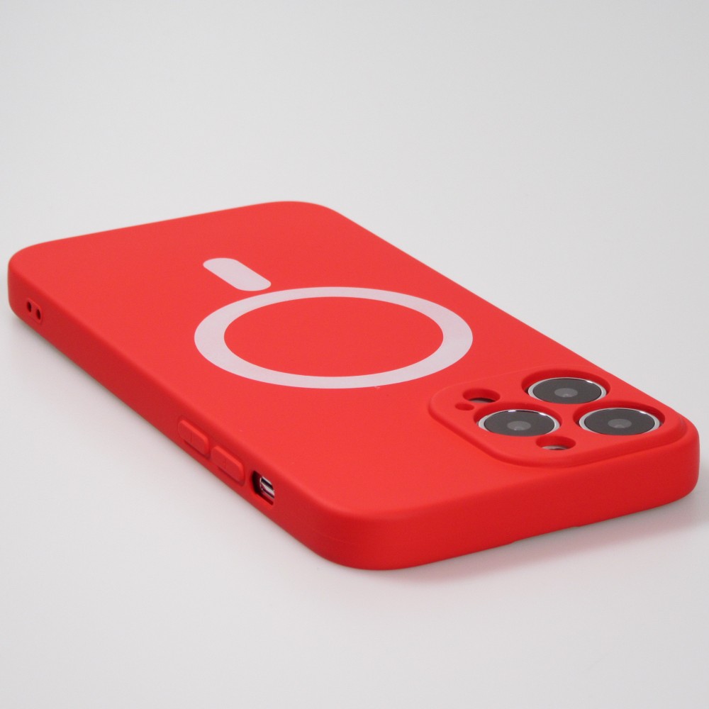iPhone 15 Pro Case Hülle - Soft-Shell silikon cover mit MagSafe und Kameraschutz - Rot