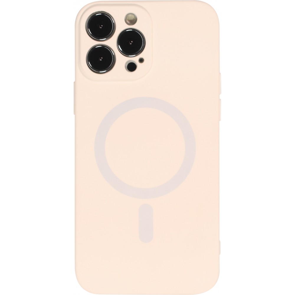 Housse iPhone 15 Pro - Coque en silicone souple avec MagSafe et protection pour caméra - Vanille