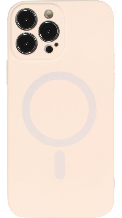 Housse iPhone 15 Plus - Coque en silicone souple avec MagSafe et protection pour caméra - Vanille
