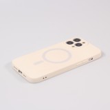 Housse iPhone 15 Pro - Coque en silicone souple avec MagSafe et protection pour caméra - Vanille