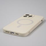 Housse iPhone 15 Plus - Coque en silicone souple avec MagSafe et protection pour caméra - Vanille