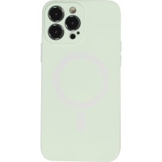 Housse iPhone 15 Pro - Coque en silicone souple avec MagSafe et protection pour caméra - Vert clair