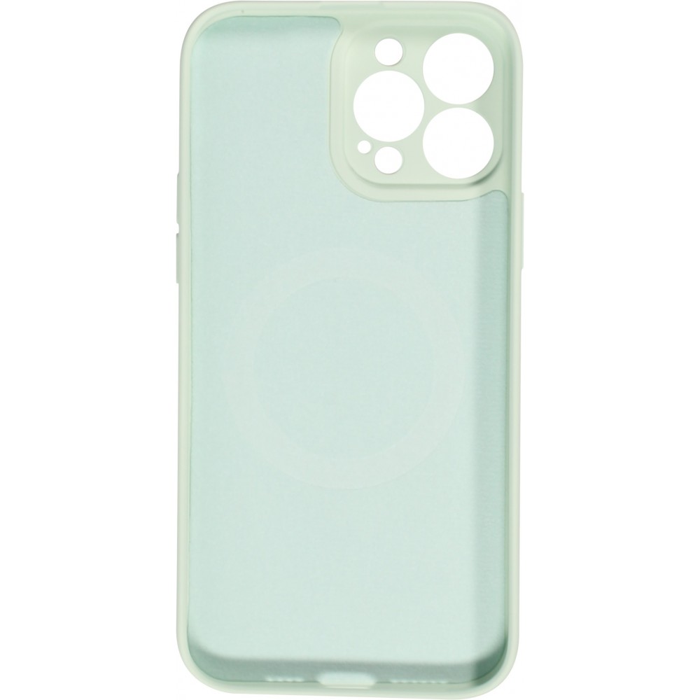 Housse iPhone 15 Pro - Coque en silicone souple avec MagSafe et protection pour caméra - Vert clair