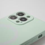 Housse iPhone 15 Pro - Coque en silicone souple avec MagSafe et protection pour caméra - Vert clair