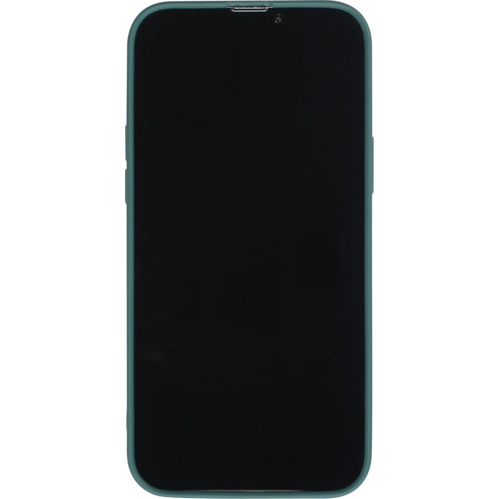 Housse iPhone 15 Pro - Coque en silicone souple avec MagSafe et protection pour caméra - Vert foncé