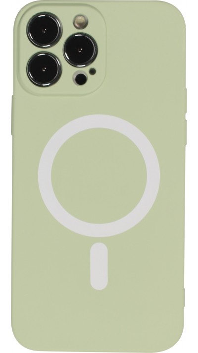 Housse iPhone 15 Pro Max - Coque en silicone souple avec MagSafe et protection pour caméra - Vert