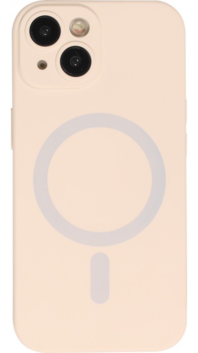 iPhone 15 Case Hülle - Soft-Shell silikon cover mit MagSafe und Kameraschutz - Vanille