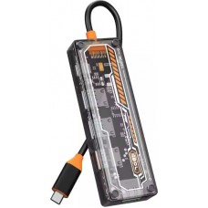 Hub USB-C 5 en 1 transparent look futuriste (3x USB-A, 1x USB-C, 1x HDMI) - Transparent