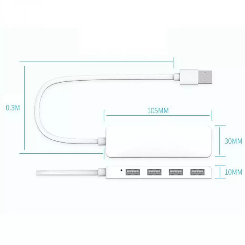 4-Port USB Hub Highspeed Multiport extra flach 4x USB-A / PC / Laptop / TV Multistecker - Weiss
